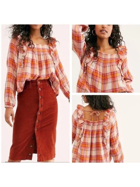 We The Free Tops - We the Free Siena Plaid Pullover Top Medium